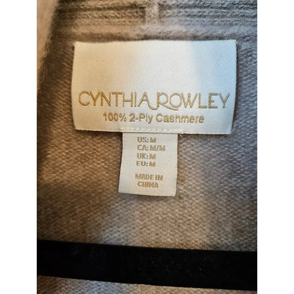 Cynthia Rowley Cashmere Draped Open Cardigan Sweater 2 Ply Beige Taupe Size M - Picture 3 of 11